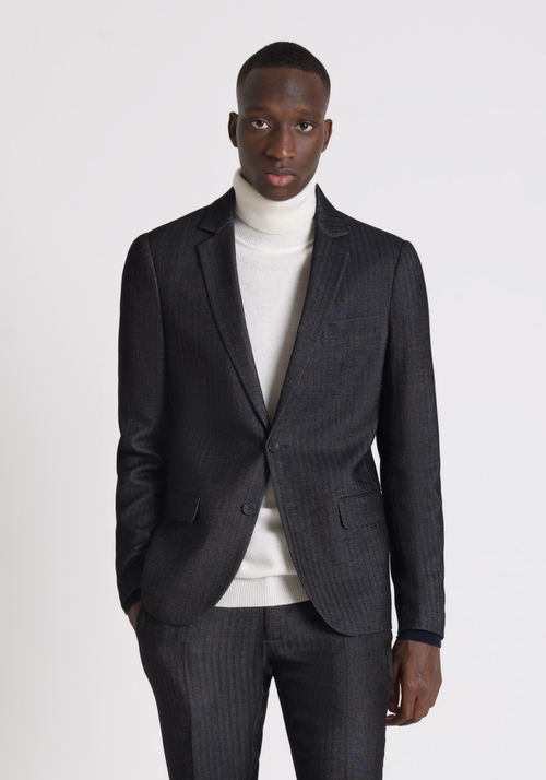 SLIM-FIT SINGLE-BREASTED “BONNIE” JACKET IN A STRETCH HERRINGBONE FABRIC - Archive Sale | Antony Morato Online Shop