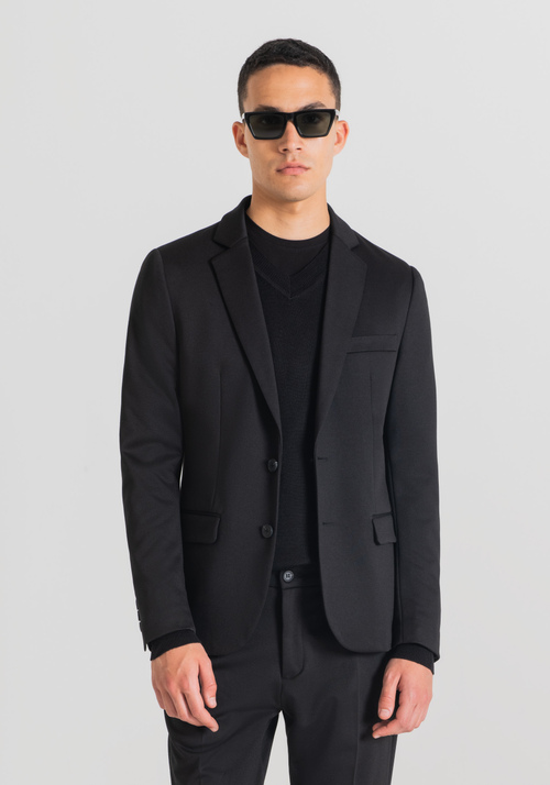 "ASHE" SUPER SLIM FIT SINGLE-BREASTED JACKET IN STRETCH FABRIC - Men's Jackets and Gilets | Antony Morato Online Shop
