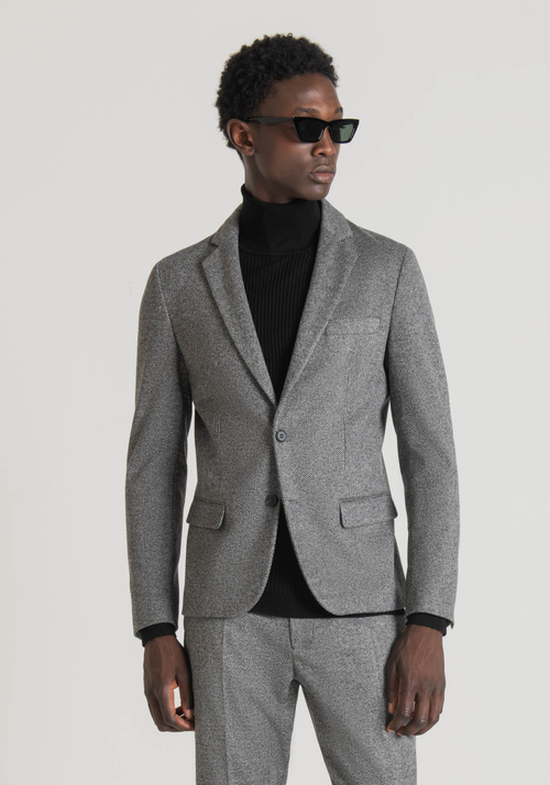 "ASHE" SUPER SLIM FIT JACKET IN STRETCH VISCOSE BLEND FABRIC WITH WARM FEEL EFFECT - Men's Clothing | Antony Morato Online Shop