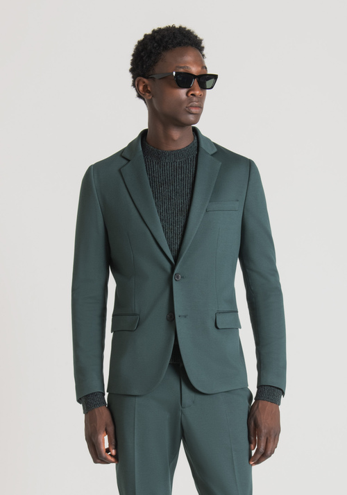 "ASHE" SUPER SLIM FIT JACKET IN SOLID COLOUR STRETCH VISCOSE BLEND FABRIC - Men's Clothing | Antony Morato Online Shop