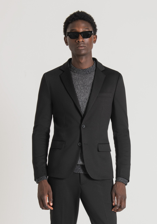 "ASHE" SUPER SLIM FIT JACKET IN SOLID COLOUR STRETCH VISCOSE BLEND FABRIC - Men's Clothing | Antony Morato Online Shop