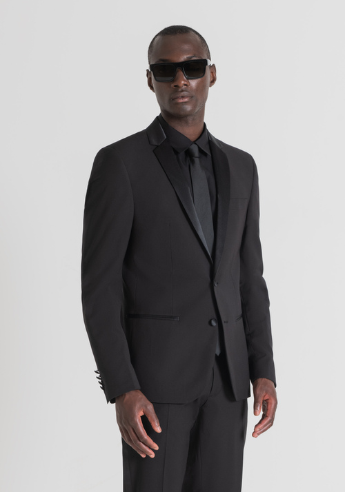 "NINA" SLIM-FIT JACKET IN WOOL BLEND WITH SATIN DETAILS - Men's Jackets and Gilets | Antony Morato Online Shop