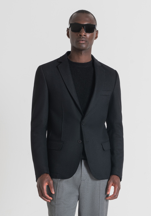 SUPER-SLIM-FIT “TRACY” JACKET IN A WOOL BLEND WITH RAW-CUT DETAILING - Men's Jackets and Gilets | Antony Morato Online Shop