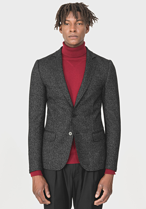 SUPER-SLIM-FIT “TRACY” JACKET IN A WOOL BLEND WITH A HERRINGBONE PATTERN - Archive Sale | Antony Morato Online Shop