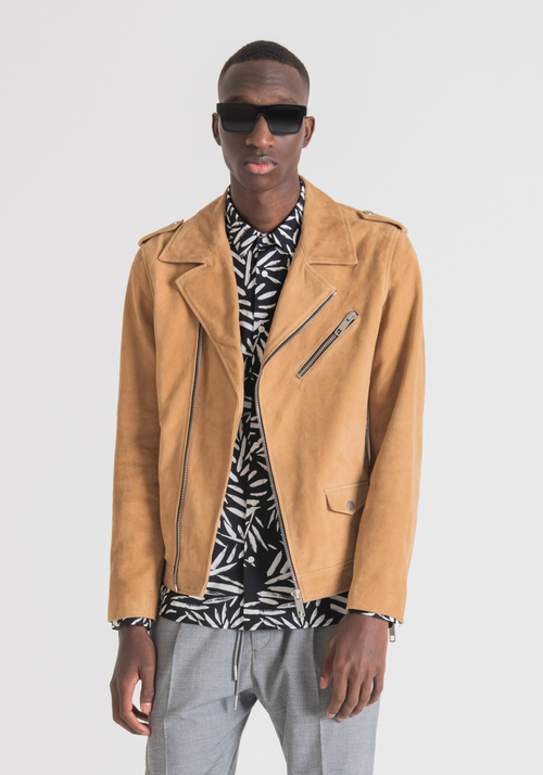 SLIM-FIT SUEDE BIKER JACKET - Field Jackets & Coats | Antony Morato Online Shop