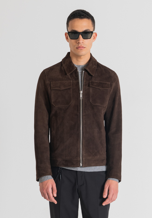 SLIM-FIT GENUINE SUEDE BIKER JACKET - Men's Field Jackets and Coats | Antony Morato Online Shop