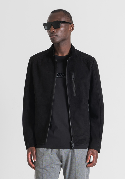 SLIM FIT SUEDE LEATHER JACKET - Carry Over | Antony Morato Online Shop