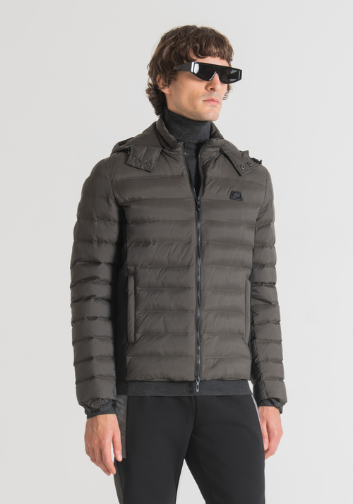 SLIM FIT QUILTED JACKET IN TECHNICAL FABRIC WITH HOOD - Men's Field Jackets and Coats | Antony Morato Online Shop