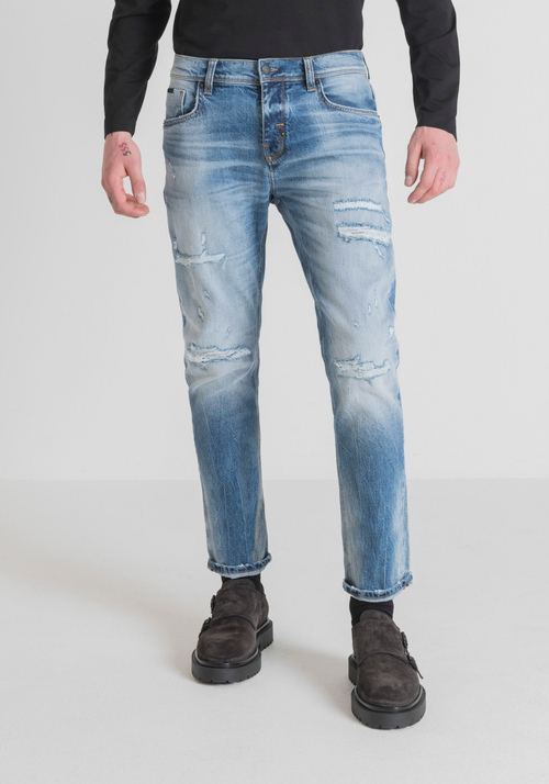 JEANS SLIM FIT “ARGON” IN BLUE DENIM A LAVAGGIO CHIARO - Jeans Slim Fit Uomo | Antony Morato Online Shop