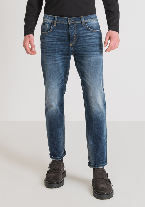 "ARGON" ANKLE-LENGTH SLIM FIT JEANS IN BLUE DENIM WITH MEDIUM WASH - Men's Slim Fit Jeans | Antony Morato Online Shop