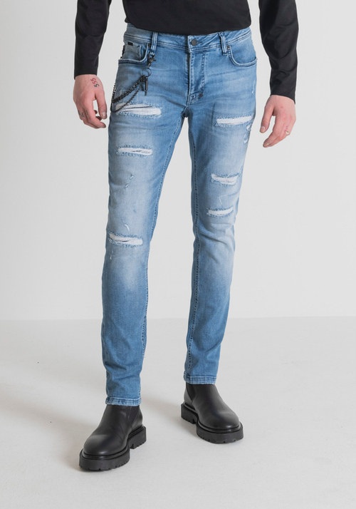 JEAN TAPERED FIT « IGGY » EN COTON STRETCH DENIM AVEC DÉLAVAGE MOYEN - Men's Tapered Fit Jeans | Antony Morato Online Shop