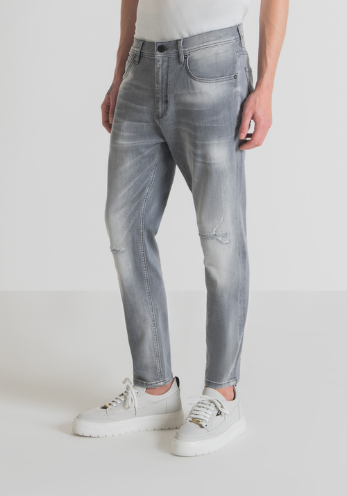 JEANS SKINNY FIT “KARL” CROPPED IN STRETCH DENIM LAVAGGIO STONE WASH - Jeans Skinny Fit Uomo | Antony Morato Online Shop