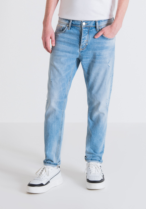 "ARGON" SLIM FIT ANKLE JEANS IN COMFORT DENIM WITH LIGHT WASH - Men's Slim Fit Jeans | Antony Morato Online Shop