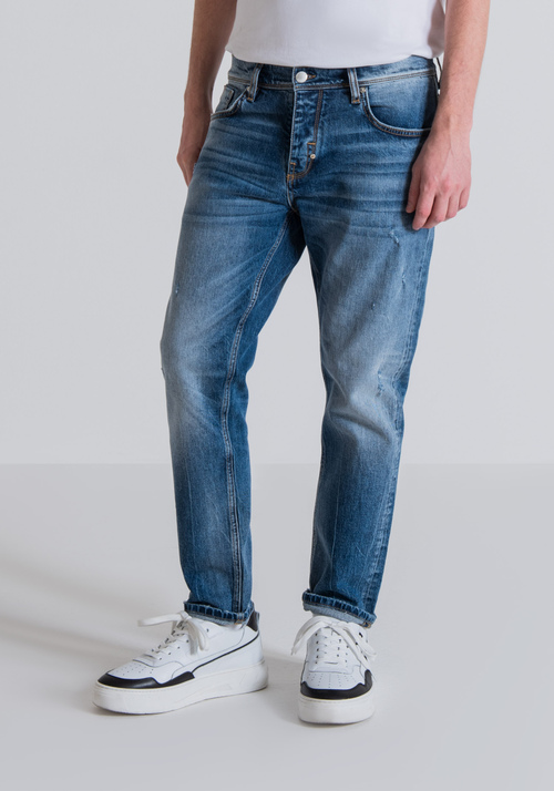 JEAN COUPE SLIM « ARGON » LONGUEUR CHEVILLE EN DENIM CONFORTABLE AVEC DÉLAVAGE MOYEN - Men's Slim Fit Jeans | Antony Morato Online Shop