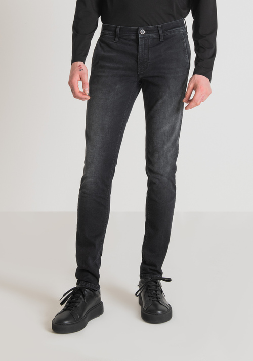 "MASON" SKINNY FIT JEANS IN BLACK POWER STRETCH DENIM WITH DARK WASH - Jeans | Antony Morato Online Shop