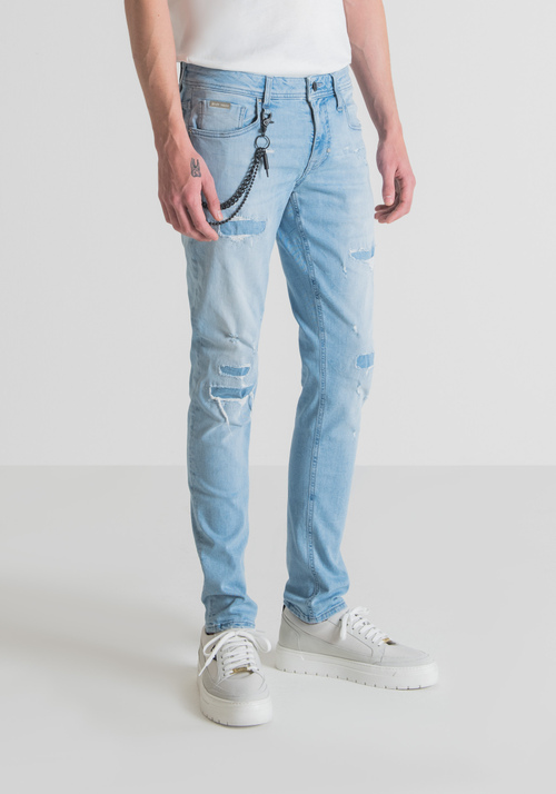 "IGGY" TAPERED FIT JEANS IN STRETCH DENIM WITH LIGHT WASH - Jeans | Antony Morato Online Shop