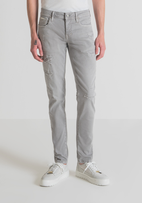 "OZZY" TAPERED FIT JEANS IN STRETCH DENIM WITH STONE WASH AND ABRASIONS - Jeans | Antony Morato Online Shop