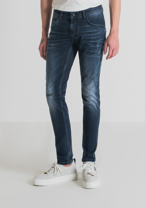 JEANS SUPER SKINNY FIT “GILMOUR” IN MISTO DENIM STRETCH CON LAVAGGIO SCURO EFFETTO CANDEGGIATO - Jeans Super Skinny Fit Uomo | Antony Morato Online Shop