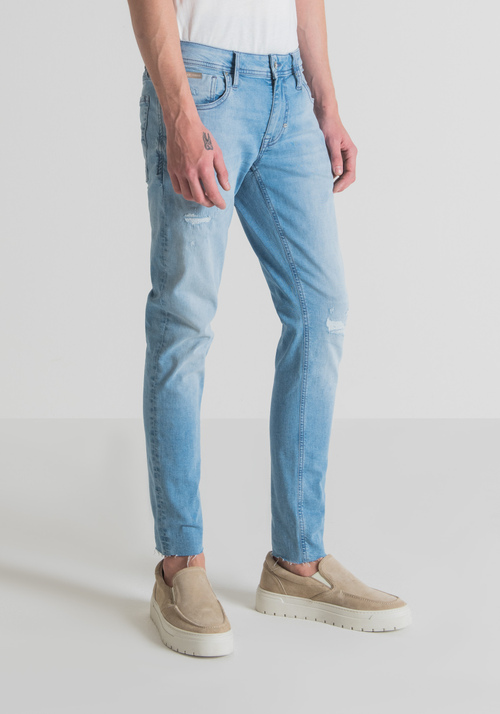 "MERCURY" SUPER SKINNY FIT JEANS IN STRETCH DENIM WITH RAW CUT HEM - Jeans | Antony Morato Online Shop