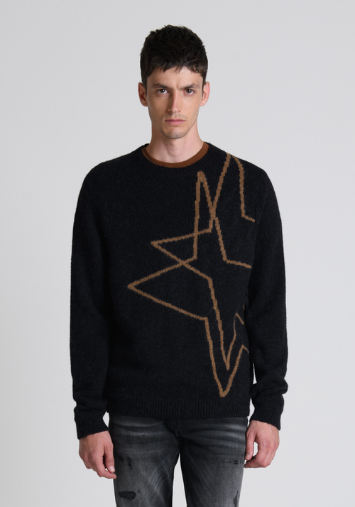 WARM WOOL-BLEND SWEATSHIRT WITH STAR-EFFECT JACQUARD - Knitwear | Antony Morato Online Shop