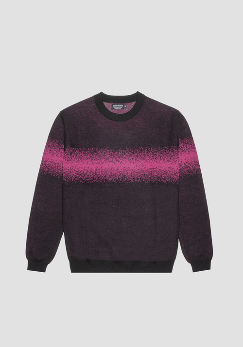 REGULAR FIT SWEATSHIRT IN WOOL-BLEND YARN WITH CONTRASTING JACQUARD BAND - Men's Sweatshirts | Antony Morato Online Shop