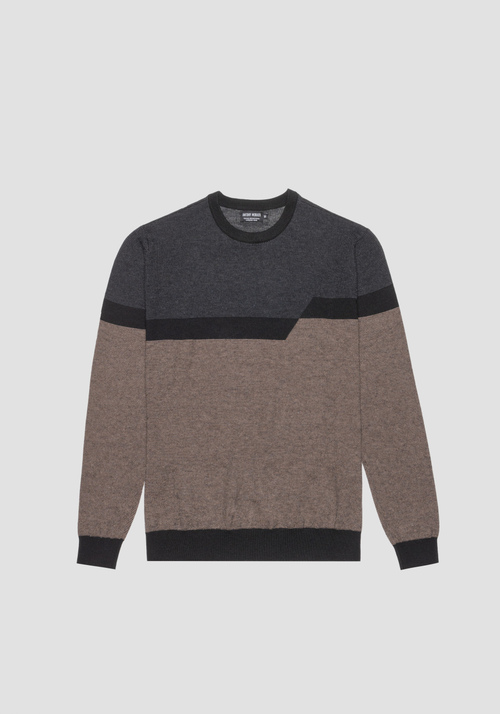 REGULAR-FIT SWEATSHIRT IN WOOL-BLEND YARN WITH JACQUARD BAND - Sweatshirts | Antony Morato Online Shop