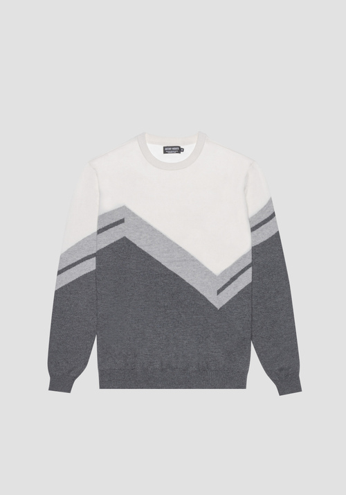 REGULAR-FIT SWEATSHIRT IN WOOL-BLEND YARN WITH JACQUARD BAND - Men's Sweatshirts | Antony Morato Online Shop