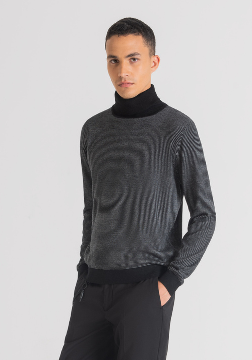 REGULAR FIT SWEATER IN MOHAIR WOOL-BLEND YARN WITH STRIPED PATTERN - Gift Guide | Antony Morato Online Shop