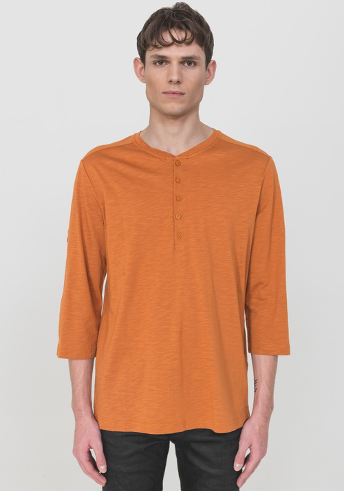 GRANDAD-COLLAR TOP IN 100% MERCERISED COTTON WITH TURN-UP SLEEVES - Knitwear | Antony Morato Online Shop