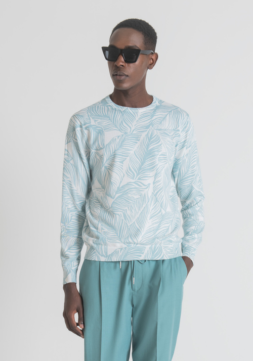 SLIM-FIT SWEATER IN COTTON YARN WITH ALL-OVER PRINT - Men's Knitwear | Antony Morato Online Shop