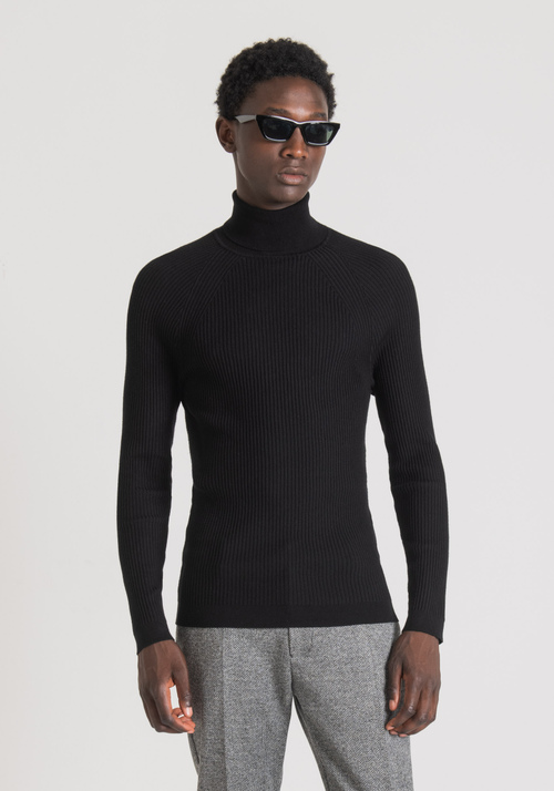 SLIM FIT SWEATER IN SOLID-COLOUR SOFT STRETCH VISCOSE BLEND YARN - Sale | Antony Morato Online Shop