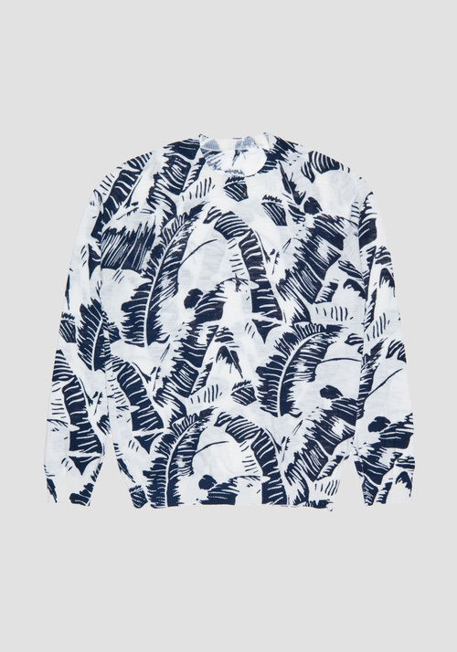 SLIM-FIT JUMPER IN SOFT COTTON YARN WITH TROPICAL PRINT - Knitwear | Antony Morato Online Shop