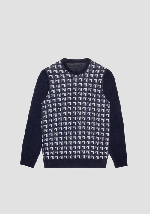 SLIM FIT SWEATER IN SOFT WOOL-BLEND JACQUARD WITH GEOMETRIC PATTERN - Knitwear | Antony Morato Online Shop