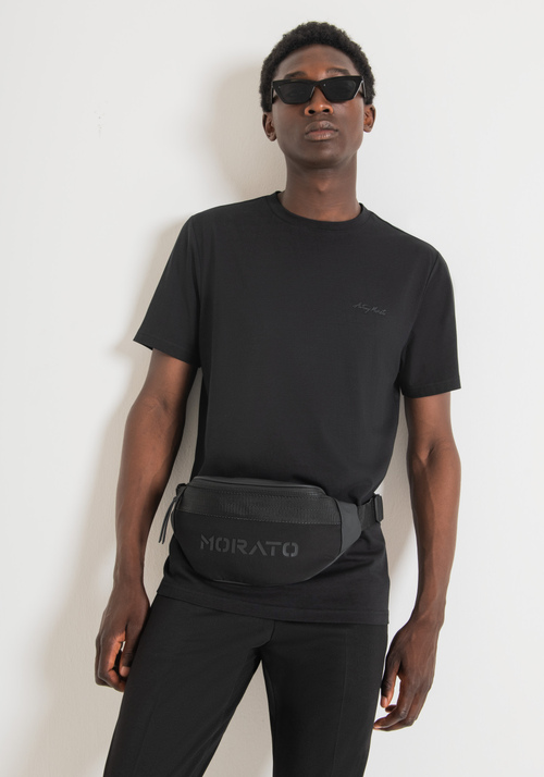 BUM BAG IN POPLIN AND TECHNICAL FABRIC WITH LOGO - Men's Handbags | Antony Morato Online Shop