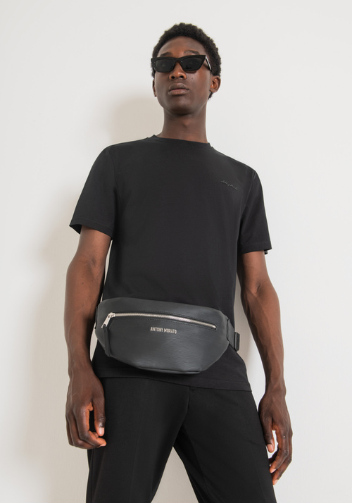 SOLID COLOUR BUM BAG IN A PALMELLATO EFFECT FABRIC - Men's Handbags | Antony Morato Online Shop