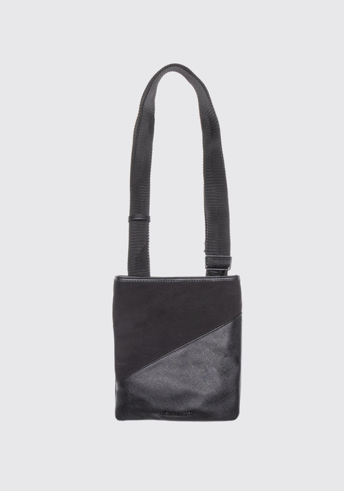 POPLIN MESSENGER BAG WITH FAUX LEATHER DETAILS AND METAL LOGO - Men's Handbags | Antony Morato Online Shop