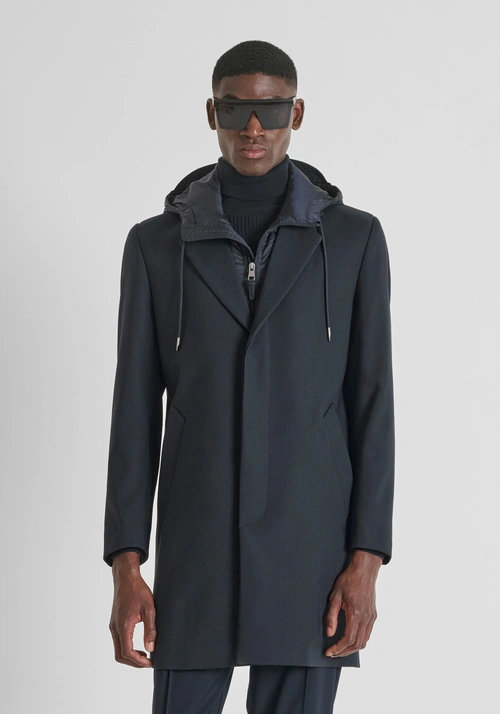 REGULAR FIT COAT WITH ECO-PADDED DUPONT SORONA HOOD - Men's Field Jackets and Coats | Antony Morato Online Shop