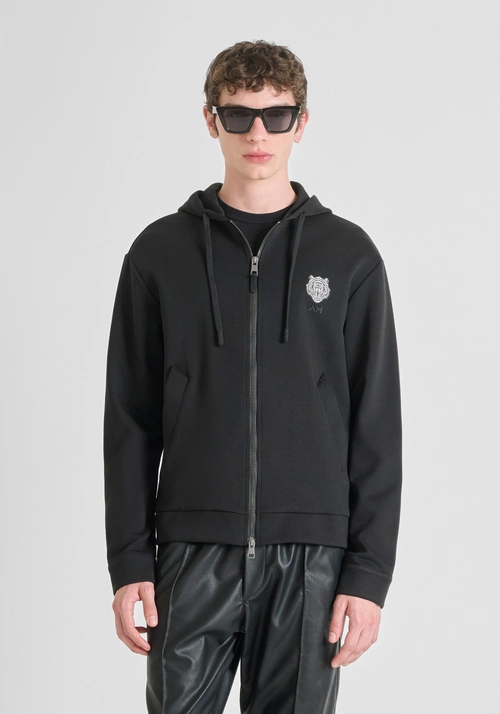 HOODIE MIT REISSVERSCHLUSS REGULAR FIT AUS BAUMWOLLMISCHUNG MIT TIGER-PATCH - Sweatshirts | Antony Morato Online Shop