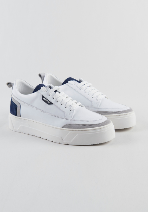 "FLINT" LOW-TOP SNEAKERS IN LEATHER WITH SUEDE DETAILS - Clothing | Antony Morato Online Shop