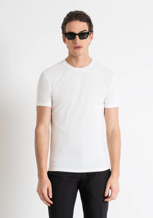 CAMISETA SUPER SLIM FIT DE ALGODÓN ELÁSTICO CON LOGOTIPO ESTAMPADO - Camisetas y polo | Antony Morato Online Shop