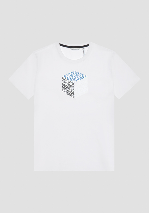 REGULAR FIT T-SHIRT IN COTTON WITH CUBE LOGO PRINT AND INJECTION MOLDED RUBBER PRINT - Men's T-shirts & Polo | Antony Morato Online Shop