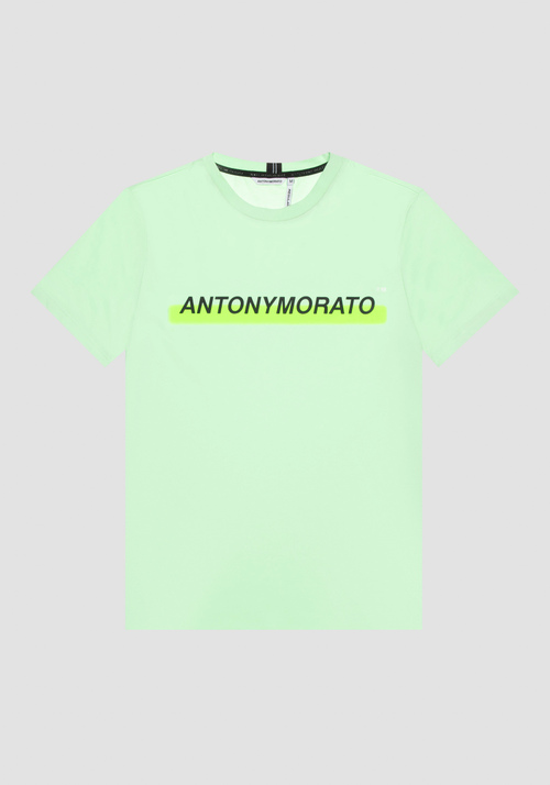 REGULAR FIT T-SHIRT IN COTTON WITH INJECTION MOLDED RUBBER LOGO PRINT - T-shirts & Polo | Antony Morato Online Shop