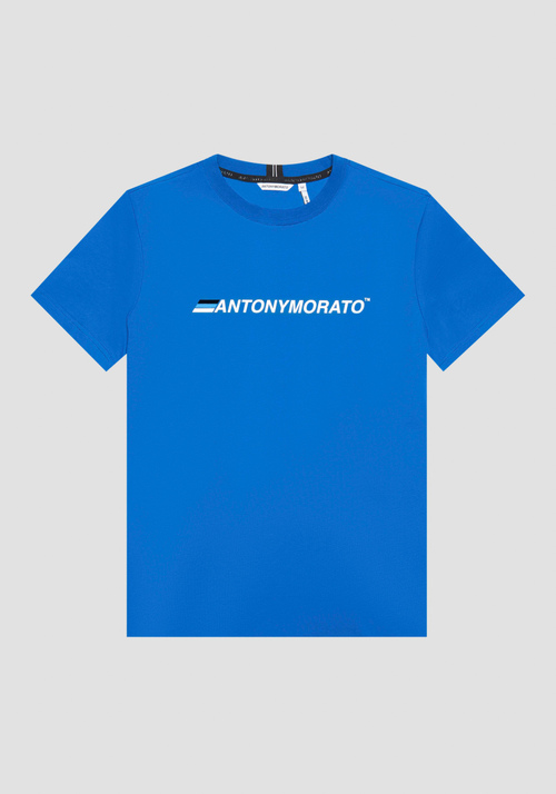 SLIM FIT T-SHIRT IN COTTON WITH INJECTION-MOLDED RUBBER LOGO PRINT - T-shirts & Polo | Antony Morato Online Shop
