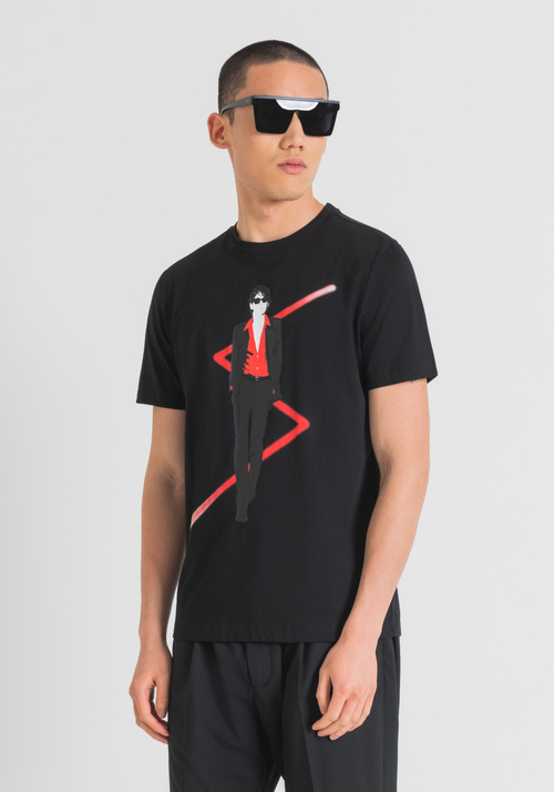 REGULAR FIT SOFT COTTON JERSEY T-SHIRT WITH FRONT PRINT - Clothing | Antony Morato Online Shop