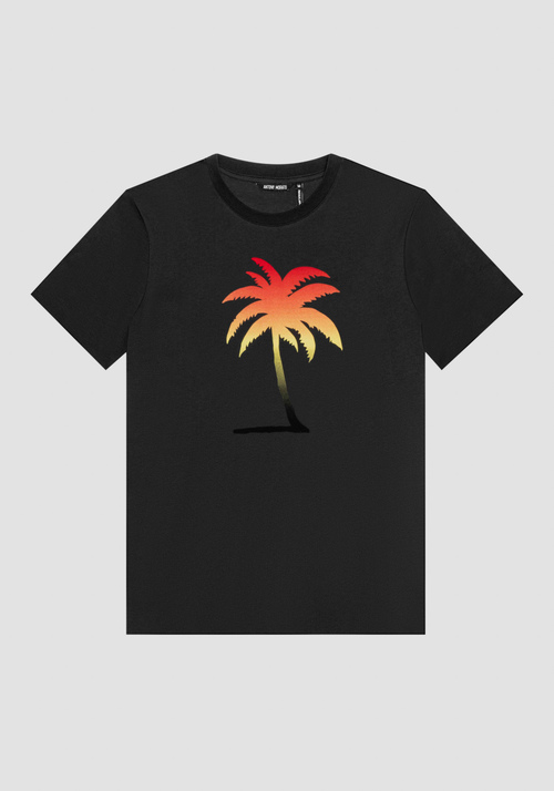 REGULAR FIT COTTON T-SHIRT WITH PALM PRINT - Men's T-shirts & Polo | Antony Morato Online Shop