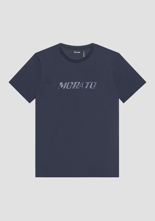 REGULAR FIT COTTON T-SHIRT WITH PRISMA-EFFECT INJECTION RUBBERIZED LOGO PRINT - T-shirts & Polo | Antony Morato Online Shop