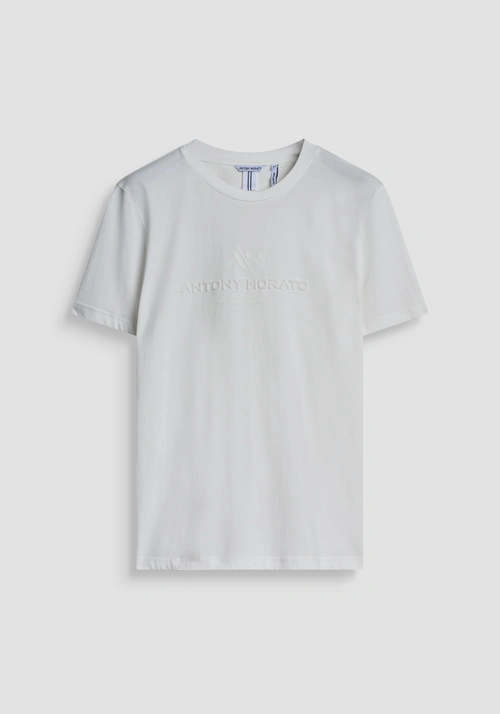 T- REGULAR FIT COTTON JERSEY T-SHIRT WITH RUBBER LOGO PRINT - Regular fit t-shirts | Antony Morato Online Shop