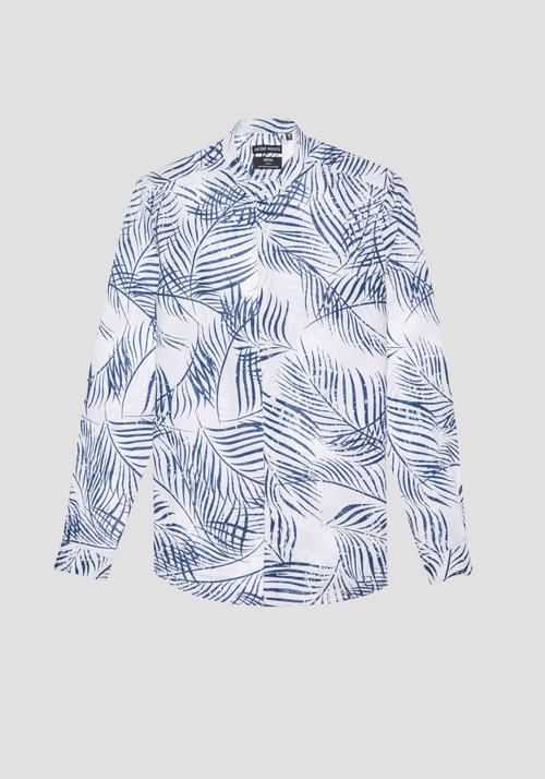 SLIM FIT "SEOUL" SHIRT IN COTTON LINEN BLEND PRINTED SOFT HAND - Men's Shirts | Antony Morato Online Shop