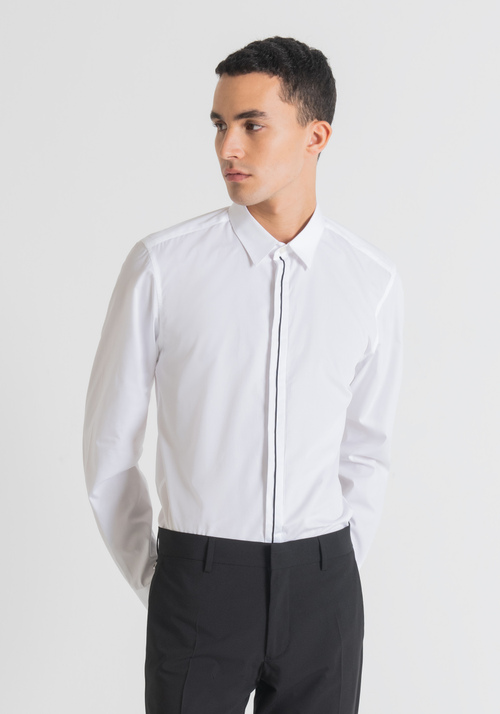 “PARIS” EASY-IRON SLIM FIT SHIRT IN PURE SOFT-TOUCH COTTON WITH CONCEALED BUTTONS - Men's Shirts | Antony Morato Online Shop
