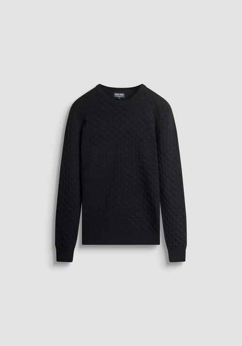 JERSEY CUELLO REDONDO REGULAR FIT EN ALGODÓN CON MOTIVO JACQUARD - Prendas de punto | Antony Morato Online Shop